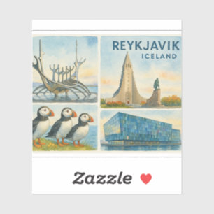 Sticker Reykjavik Islande multivue 