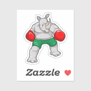 Sticker Rhino à Boxing avec gants de boxe