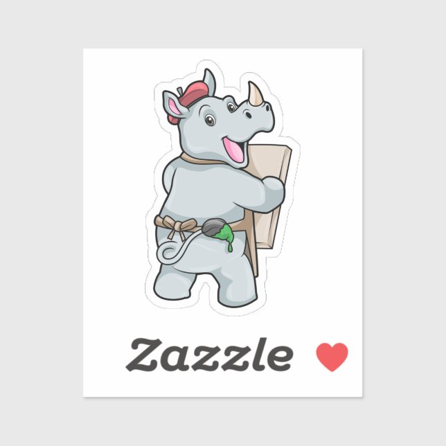 Sticker Rhino à la peinture avec des couleurs (Feuille)