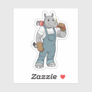 Sticker Rhino en Handyman avec Pince à pompe à eau