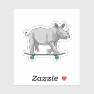 Sticker Rhino en patinage avec skateboard