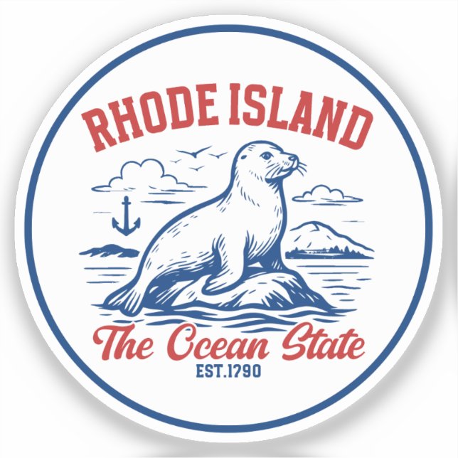 Sticker Rhode Island Ocean State Seal Design (Recto)