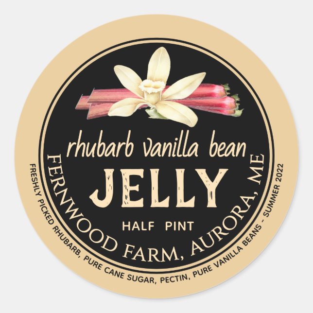 Sticker Rhubarb Vanilla Bean Jelly Classic Round (Devant)