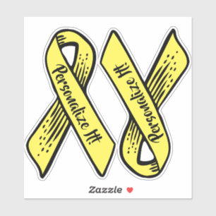 Sticker Ribbon de sensibilisation PERSONNALISÉ (jaune)