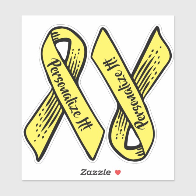 Sticker Ribbon de sensibilisation PERSONNALISÉ (jaune) (Feuille)