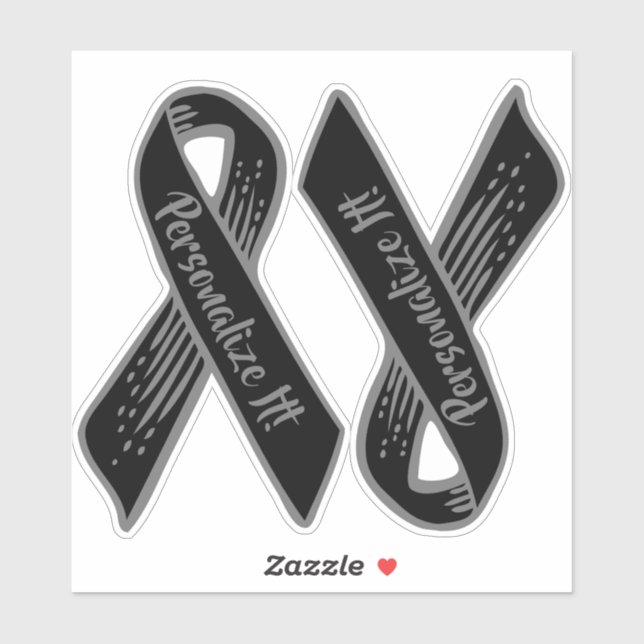 Sticker Ribbon de sensibilisation PERSONNALISÉ (noir) (Feuille)