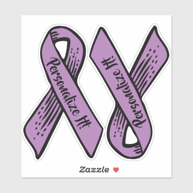 Sticker Ribbon de sensibilisation PERSONNALISÉ (violet) (Feuille)