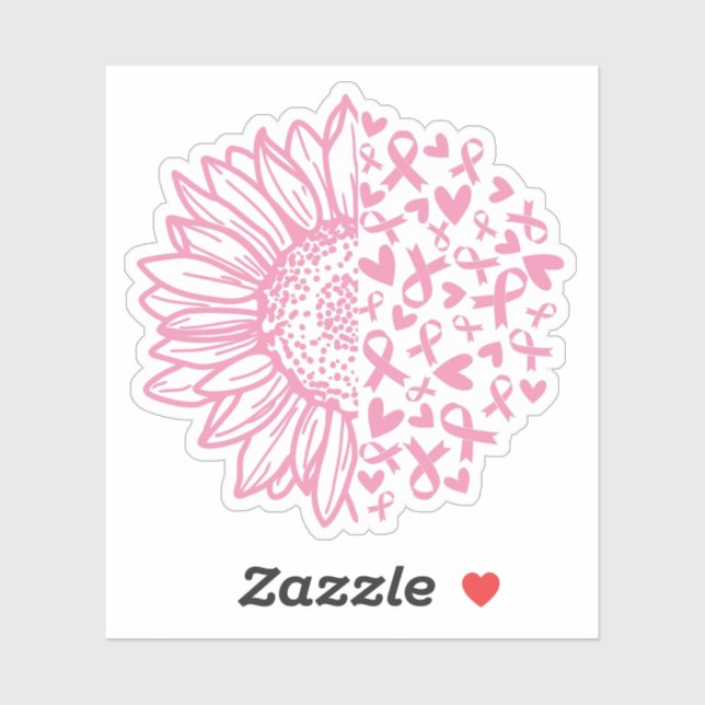 Sticker Ribbon rose Conscience du cancer du sein Tournesol (Feuille)