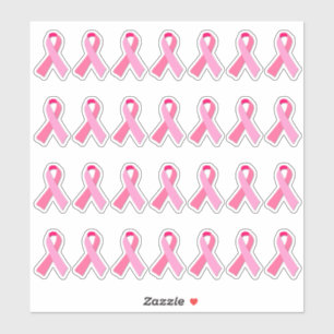 Sticker Ribbon rose X 28 Sensibilisation au cancer du sein