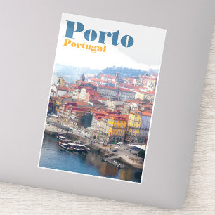 Sticker Ribeira et le fleuve Douro. Porto, Portugal.