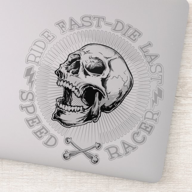 Sticker Ride Fast Die Dernier Crâne Speed Racer Bones (Détail)