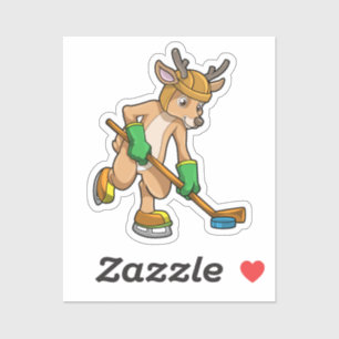 Sticker Rinder au hockey sur glace avec bâton de hockey