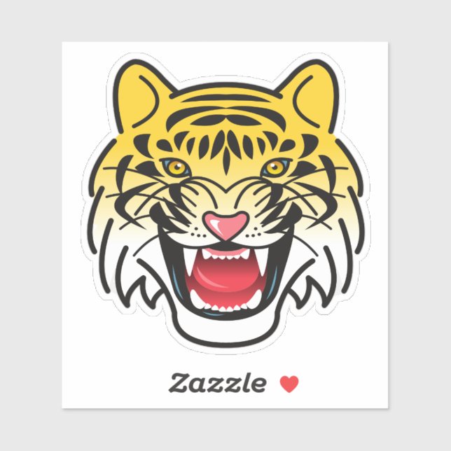 Sticker Rire Tigre Visage Artwork-21876 (Feuille)