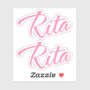 Sticker Rita nom rose cursive x2