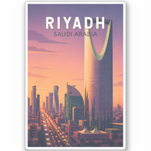 Sticker Riyadh Arabie saoudite Illustration Voyage Art Rét