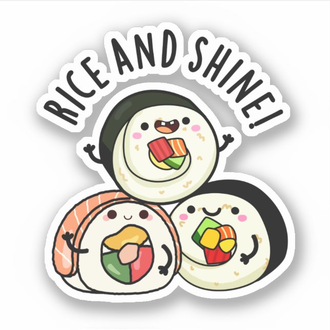 Sticker Riz Et Brillant Sushi Roll Pun (Devant)
