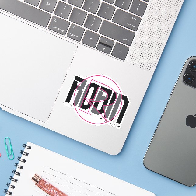 Sticker Robin Hi-Tech Nom Graphique (Ordinateur portable avec iPhone)