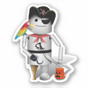 Sticker Robo-x9 Robot Pirate Halloween