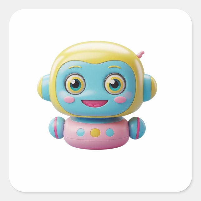 Sticker robot 3D couleur mignon - Kawaii AI Bot De (Devant)