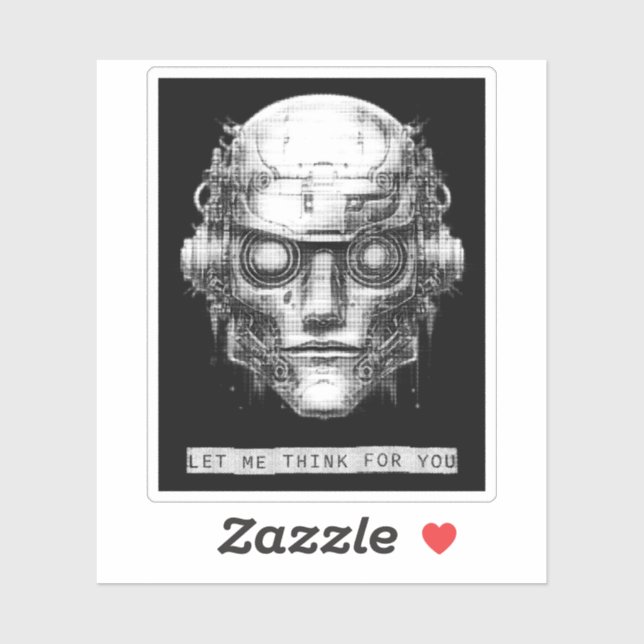 Sticker Robot Cyberpunk de contrôle mental (Feuille)
