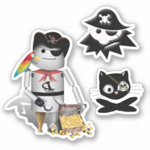 Sticker Robot pirate, chat et pack 3 enfant