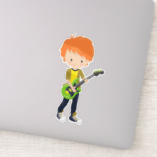 Sticker Rock Boy, Coiffeur orange, Musique, Joueur de guit