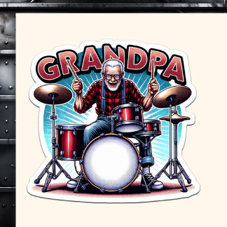 Sticker Rockin' Grandpa Jouer des tambours