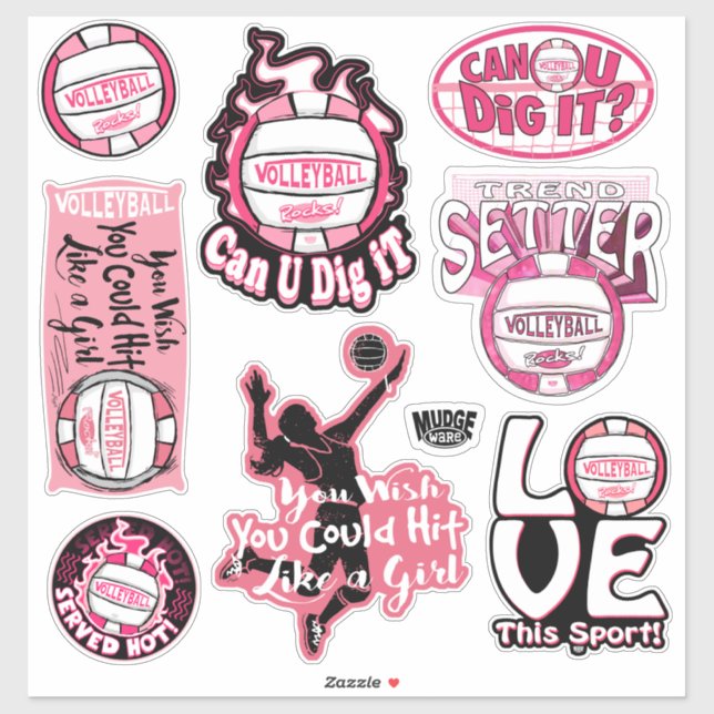 Sticker Rocks de volley-ball rose (Feuille)