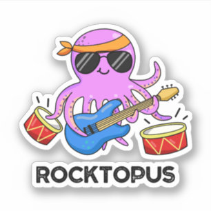 Sticker Rocktopus Funny Rock Band Pun de pieuvre