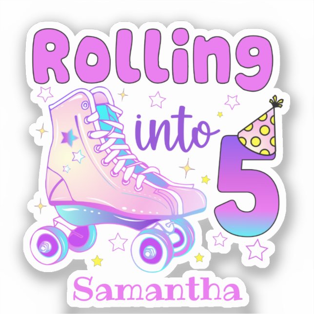 Sticker Rolling In 5| Roller Skater Anniversaire Célébrati (Recto)