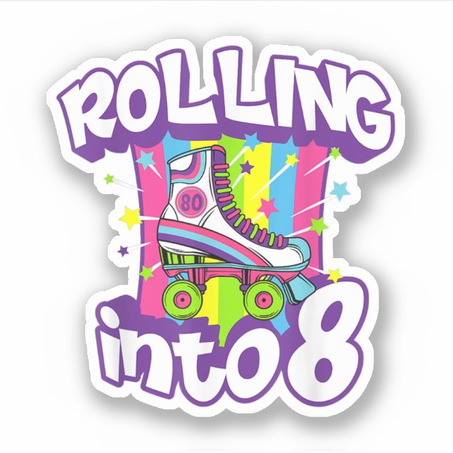 Sticker Rolling Into 8 Years Old Funny 8th Birthday Gift G (Devant)
