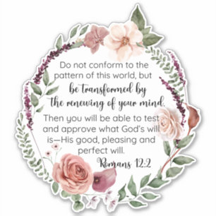 Sticker Romains 12:2 Ne pas se conformer au motif Floral