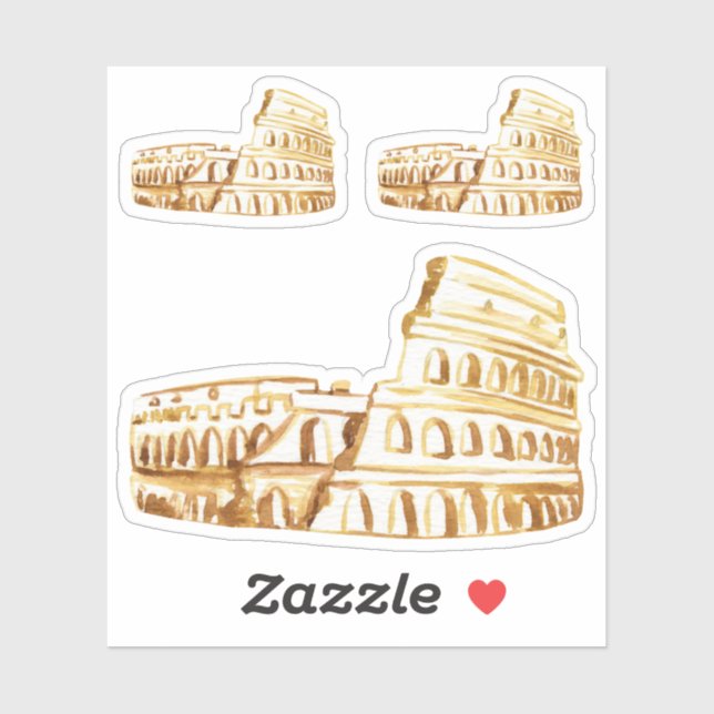 Sticker Rome Colisée Italie Aquarelle (Feuille)