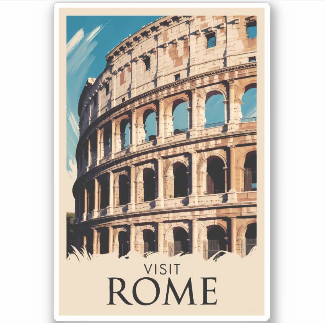 Sticker Rome Italie Colisée Illustration Voyage Art (Devant)