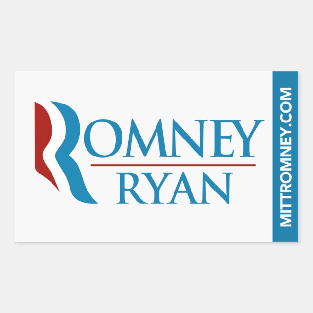 Sticker Romney Ryan Logo Rectangle blanc (Devant)