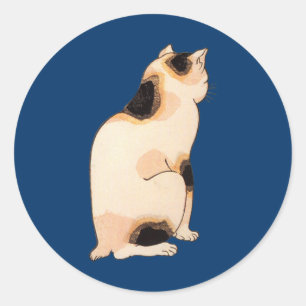 Sticker Rond 日 本 猫, 芳 Japonais Chat, Kuniyoshi, Ukiyo-e
