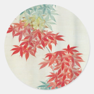 Sticker Rond 紅葉, arbre d'érable japonais de 其一, Kiitsu