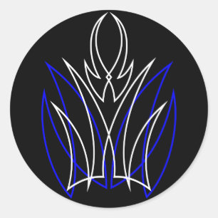 Sticker Rond 0001 Pinstripe Azul-Blanco