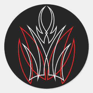 Sticker Rond 0001 Pinstripe Rouge et Blanc