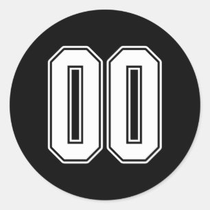 Sticker Rond 00 White Outline Number 00 Sports Fan Jersey