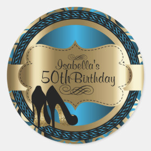 Sticker Rond 00ème Bleu Abstrait Anniversaire Noir talons hauts