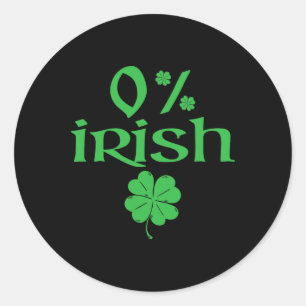 Sticker Rond 0% Saint-Patrick irlandais Shamrock Clover Groupe 