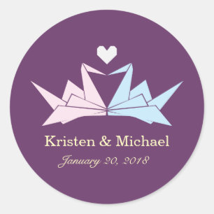Sticker Rond 1000 Hanging Origami Mariage de grues en papier (v