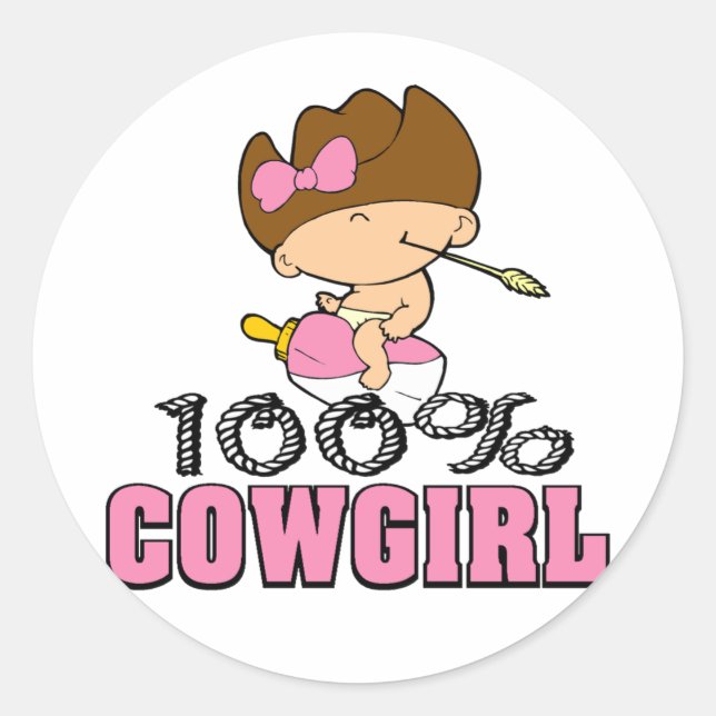 Sticker Rond 100% Cowgirl (Devant)