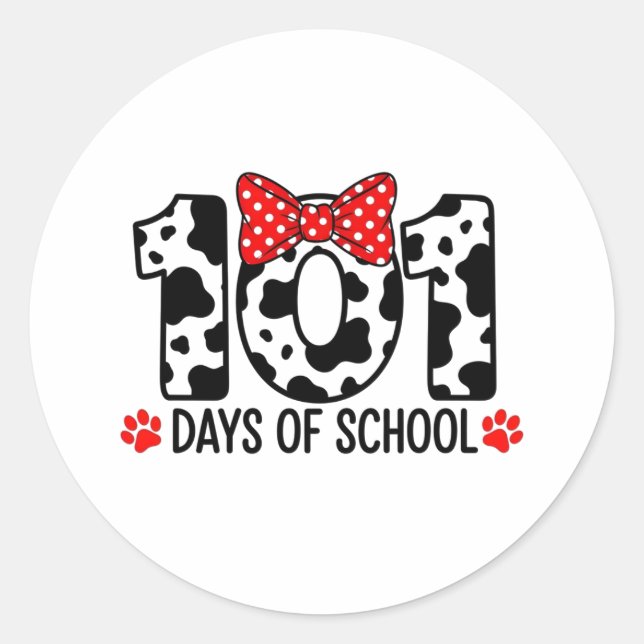 Sticker Rond 100 Days of School Dalmatian Dog Boy Kid 100th Day (Devant)