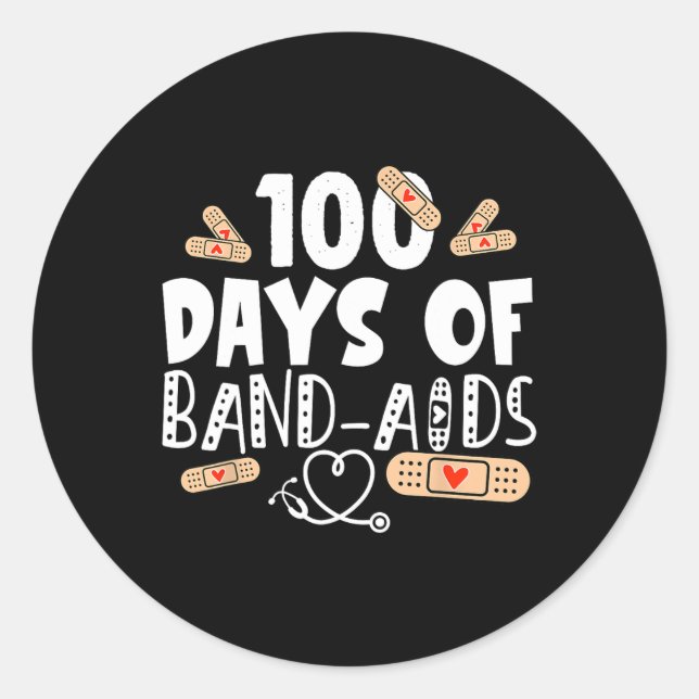 Sticker Rond 100 jours d'aide-bande - infirmière scolaire 100 j (Devant)