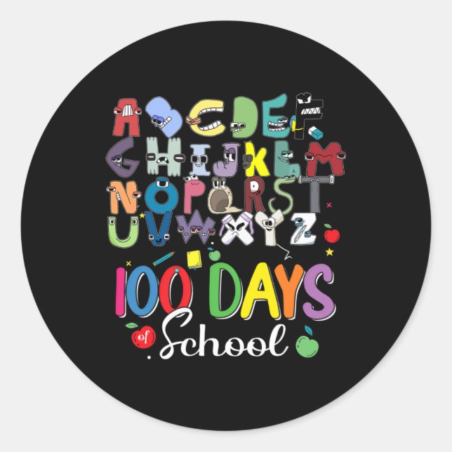 Sticker Rond 100 Jours d'alphabet scolaire Lore Coût scolaire d (Devant)