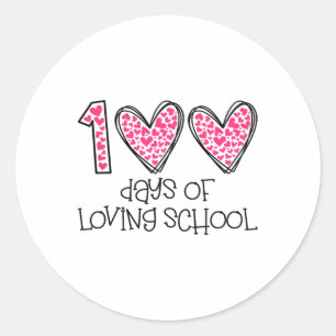 Sticker Rond 100 Jours D'Amour Coeur De L'École 100E Jour De L'
