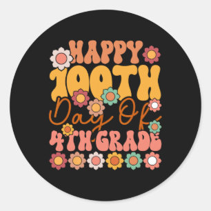 Sticker Rond 100 Jours De 4E Classe Mignonne Enseignant Super E