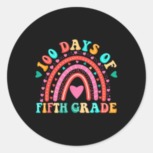 Sticker Rond 100 Jours De 5E Année Enseignant Enfants 100E Jour